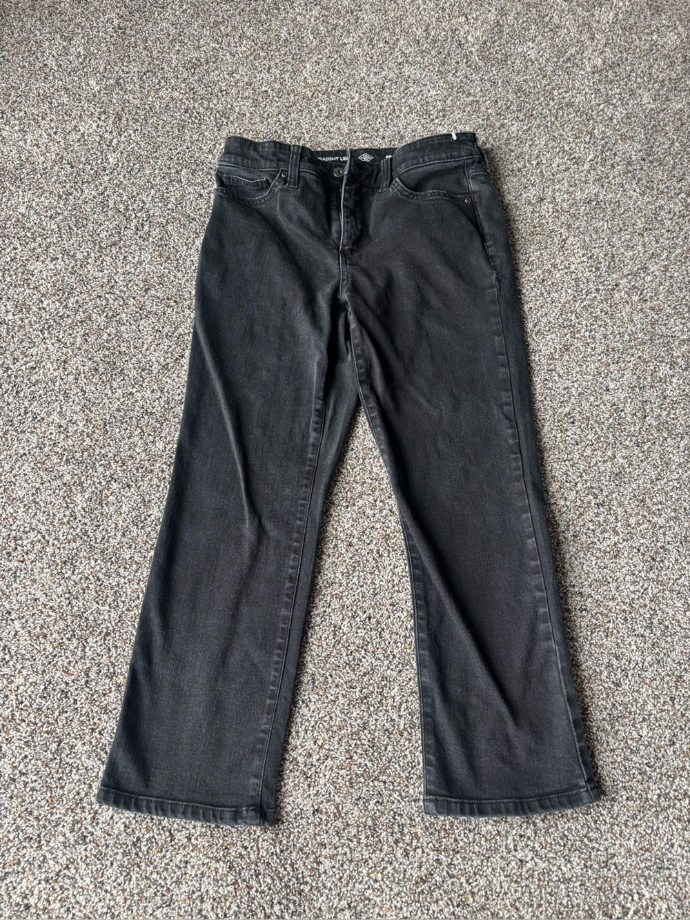 St Johns Bay Black Straight Leg Jeans Women’s 6P Short Stretch Denim